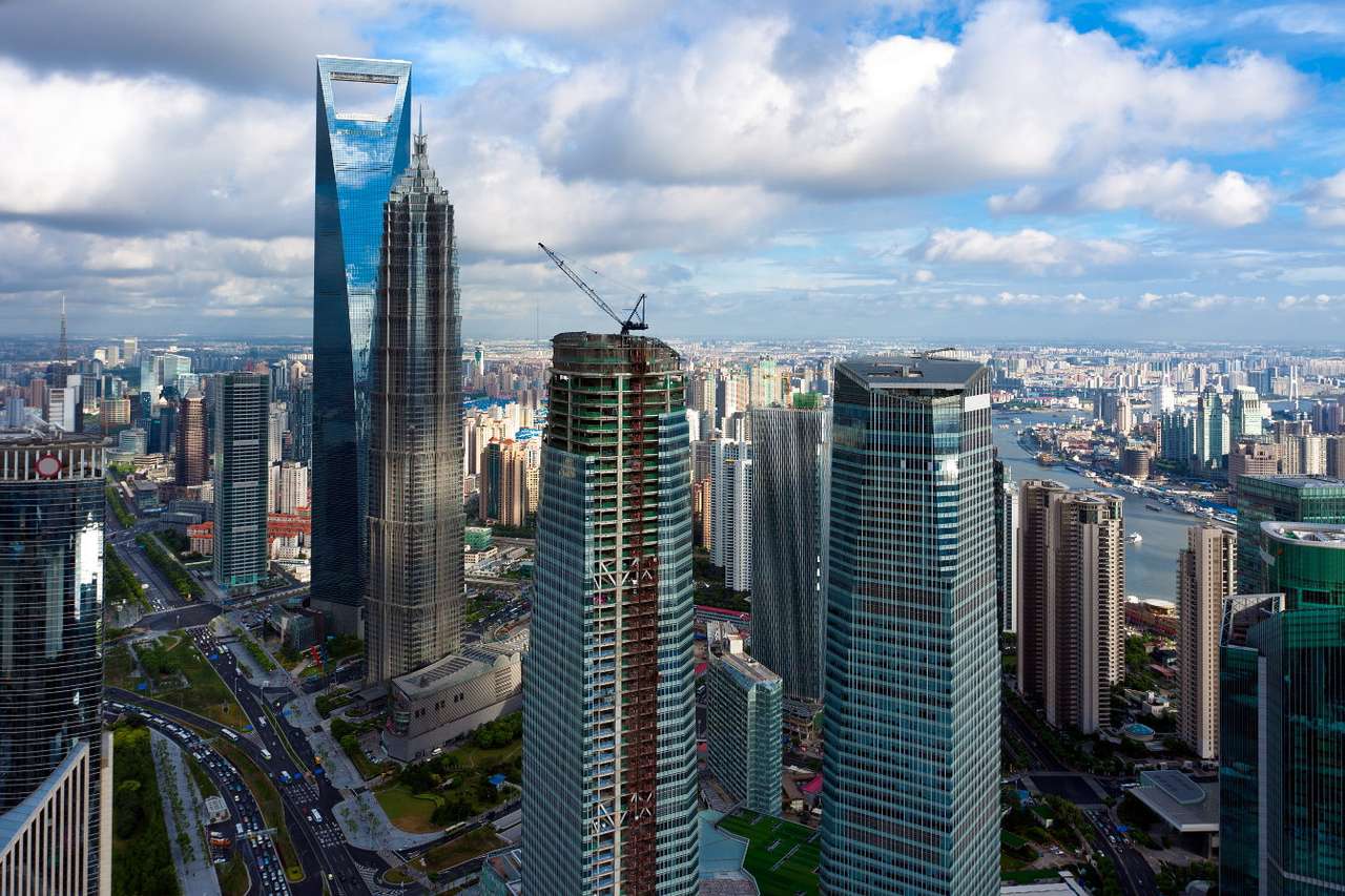 Panorama des Bezirks Pudong (China) Online-Puzzle vom Foto