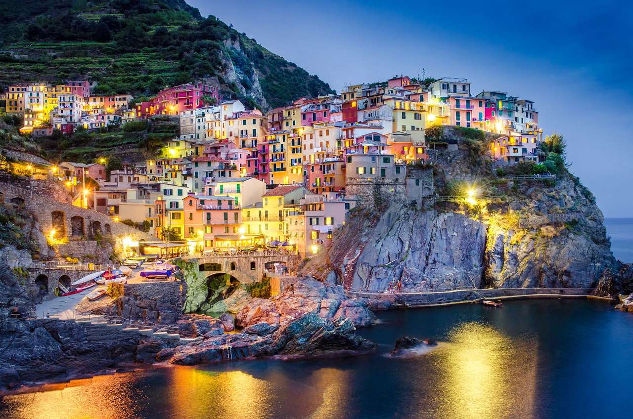 Night view of Manarola (Italy) puzzle online from photo