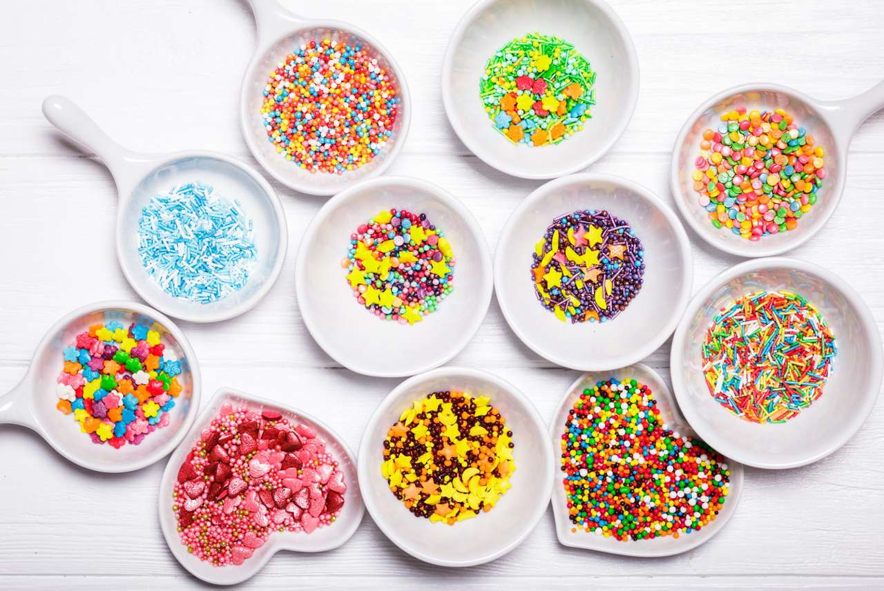 Colorful sprinkles puzzle online from photo