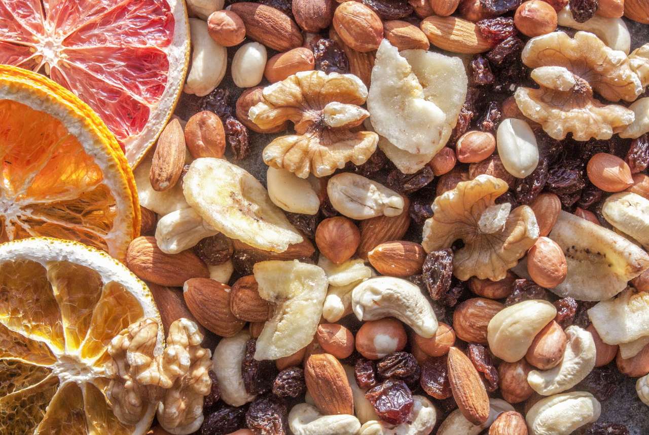 Dried fruits and nuts puzzle online from photo