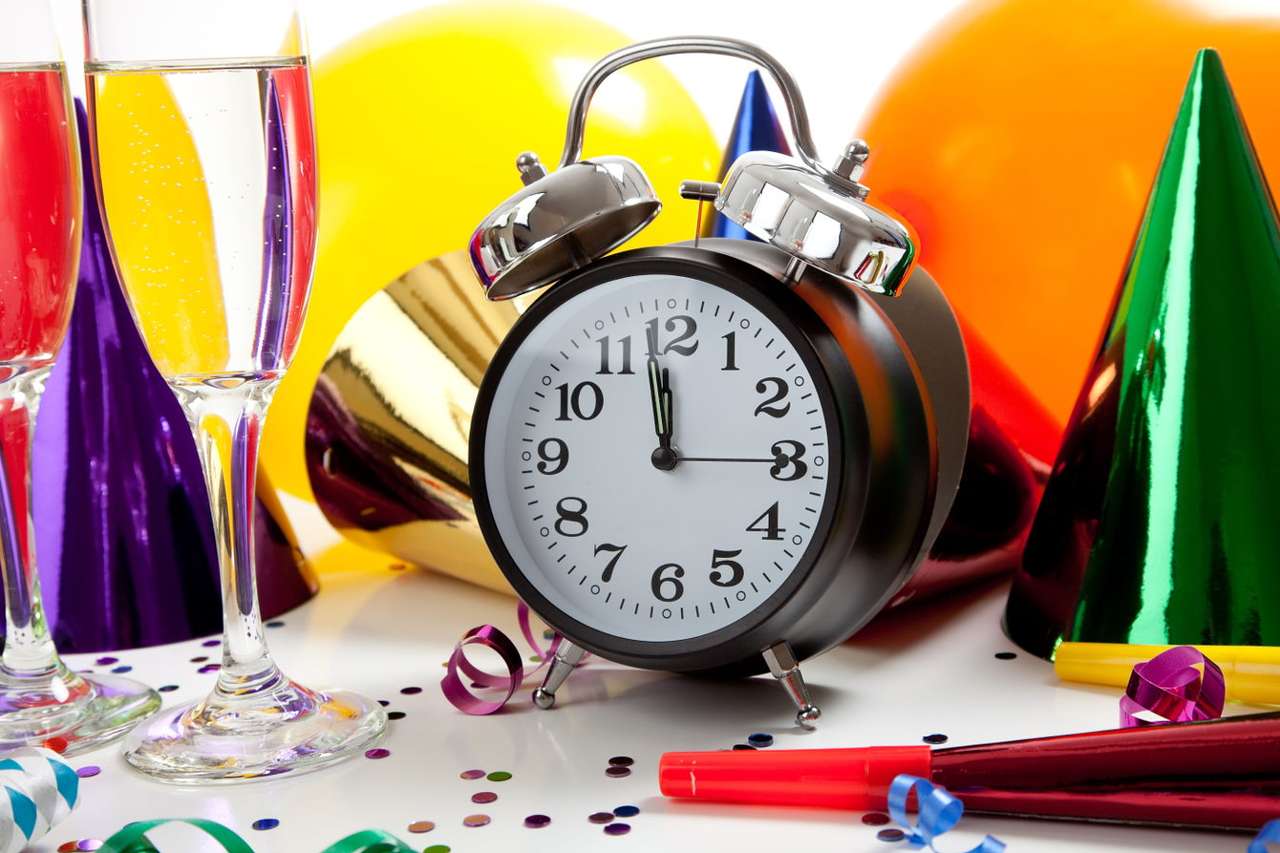 Clock measuring time until New Year puzzle online from photo