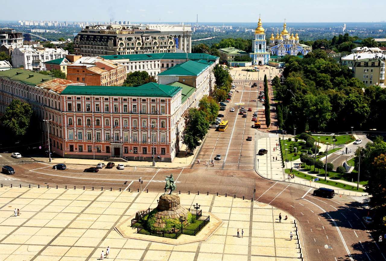 Μνημείο του Μποχντάν Χμελντσκι στο Κίεβο (Ουκρανία) παζλ online από φωτογραφία