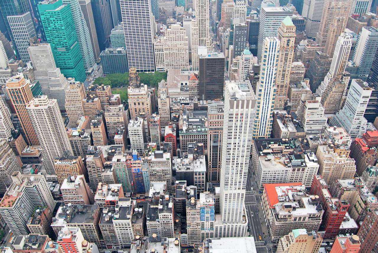 Wolkenkratzer in Manhattan (USA) aus der Vogelperspektive Online-Puzzle vom Foto
