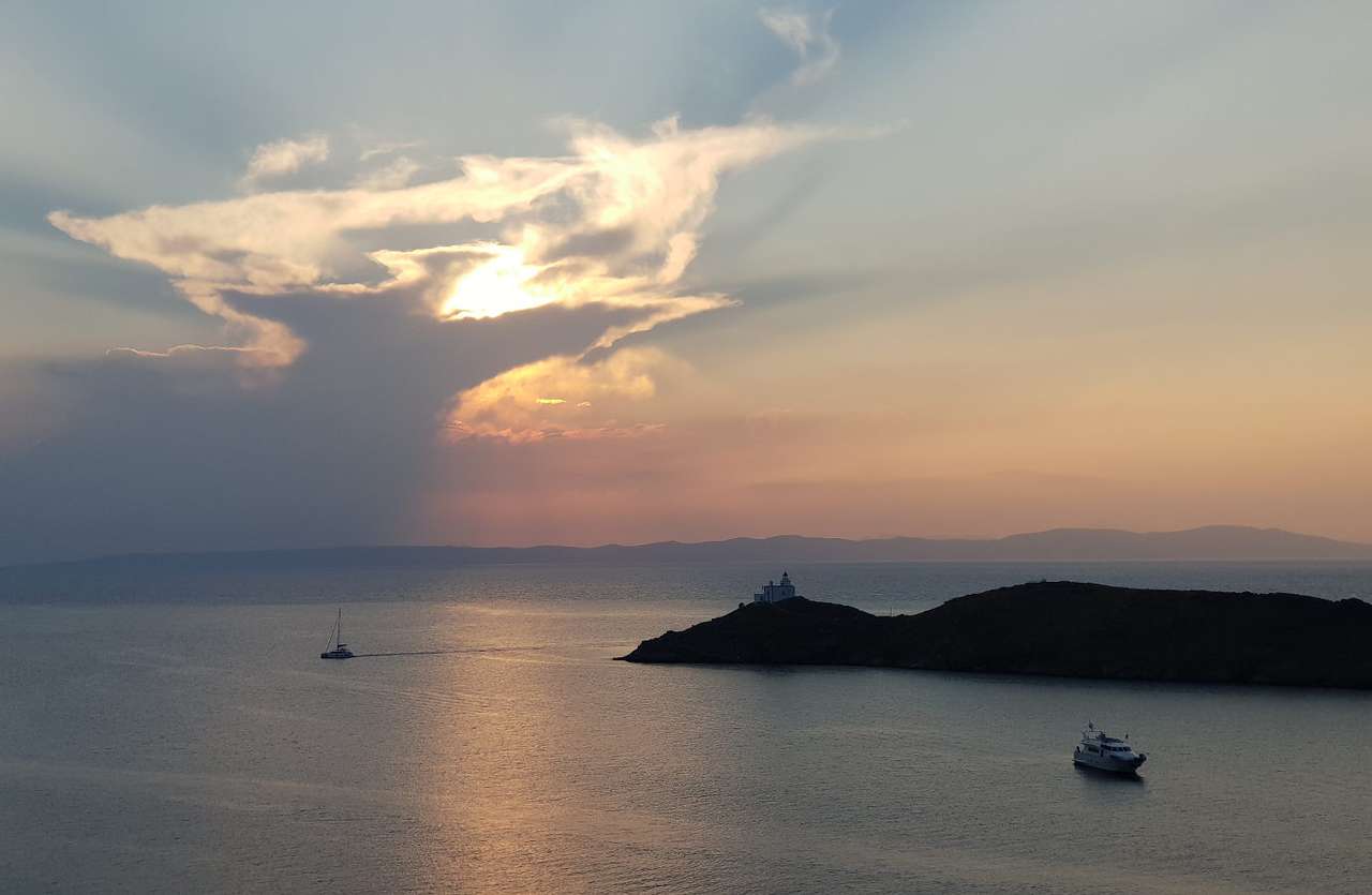 Θέα από το νησί της Κέας στη Μακρόνησο (Ελλάδα) παζλ online από φωτογραφία