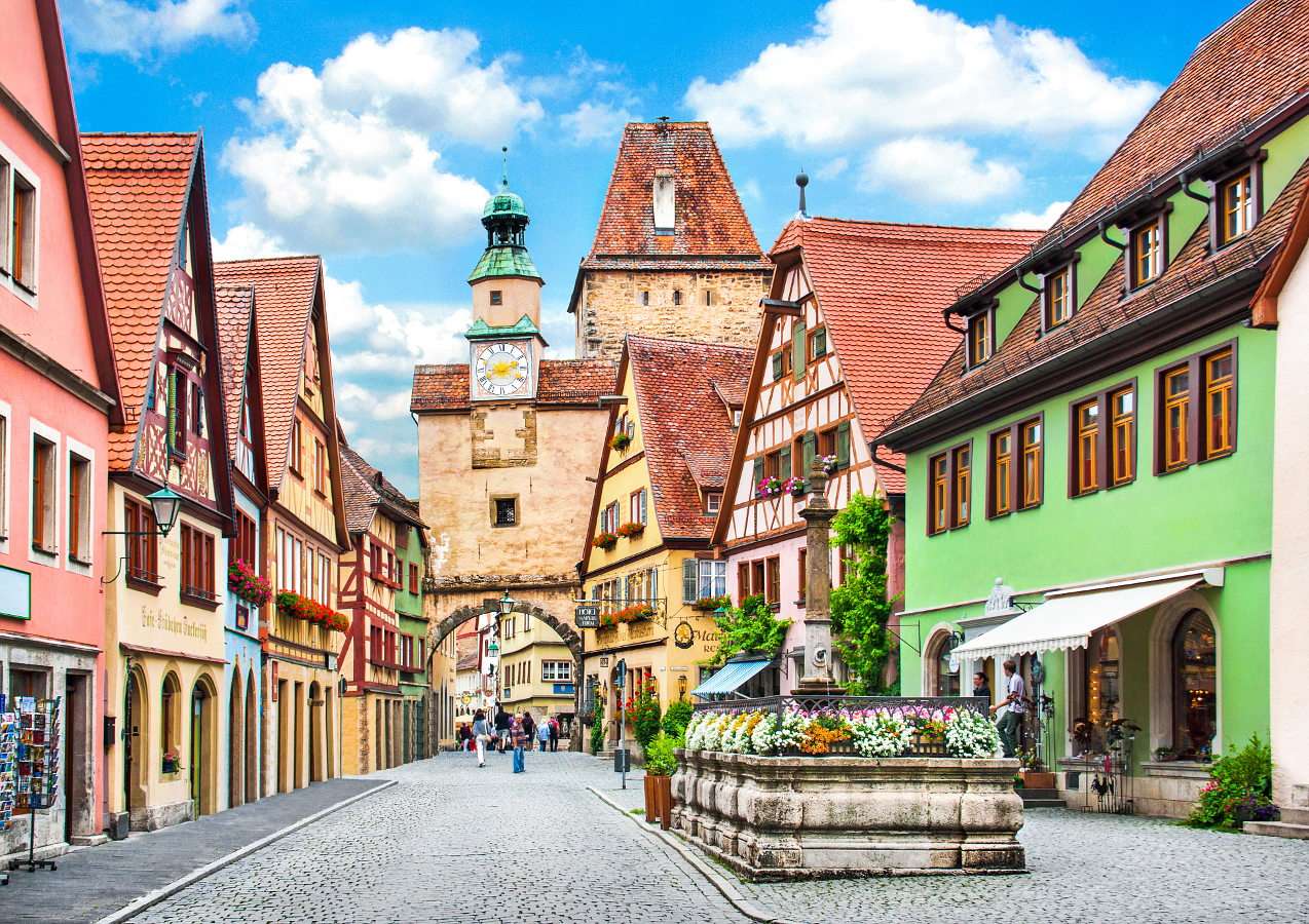 Historisk stad Rothenburg ob der Tauber (Tyskland) pussel online från foto