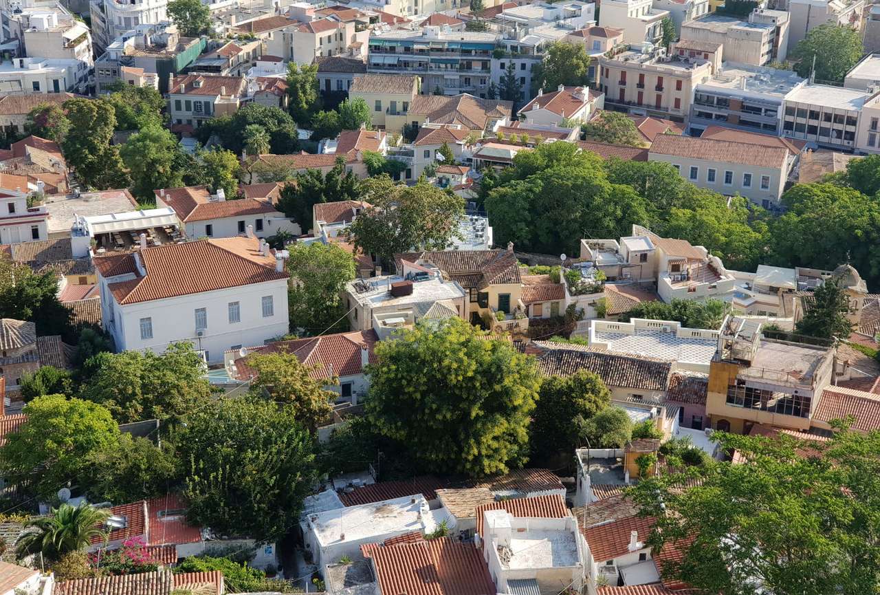 Distrito de Plaka visto da Acrópole (Grécia) puzzle online a partir de fotografia