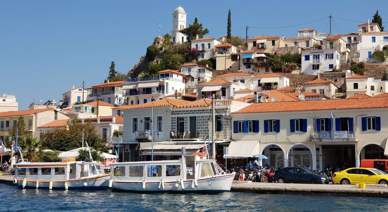 Clock tower in Poros (Greece) puzzle online from photo