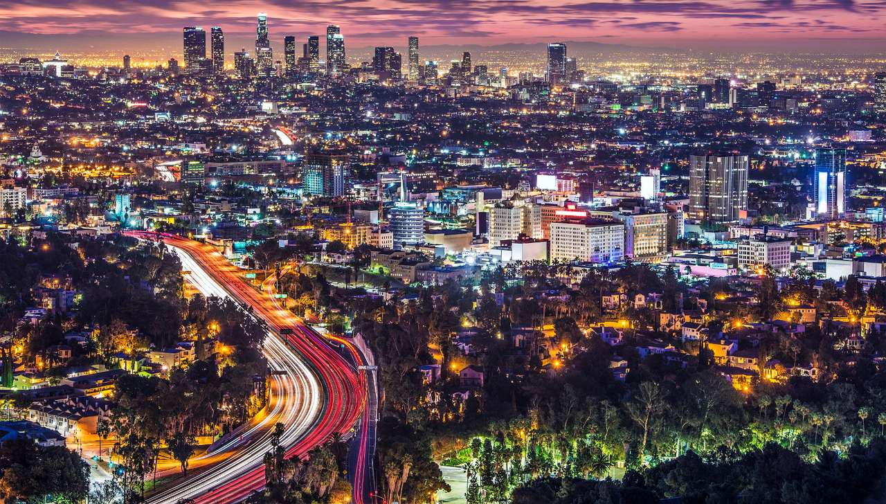 Soluppgång i Los Angeles (USA) pussel online från foto