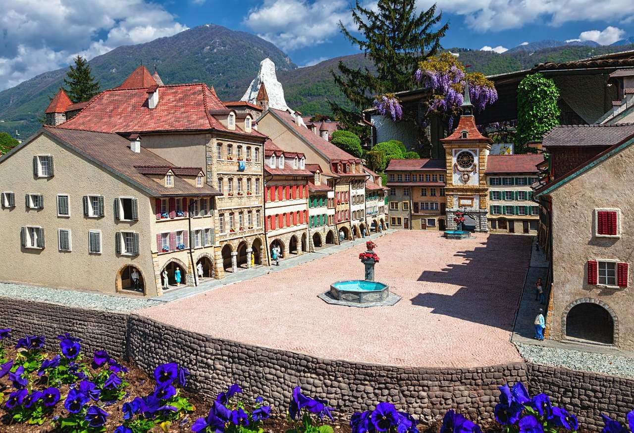 Maqueta en miniatura de la localidad de Murten (Suiza) rompecabezas en línea