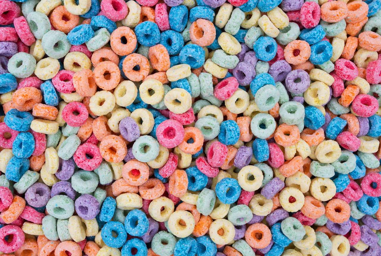 Colorful breakfast cereal puzzle online from photo