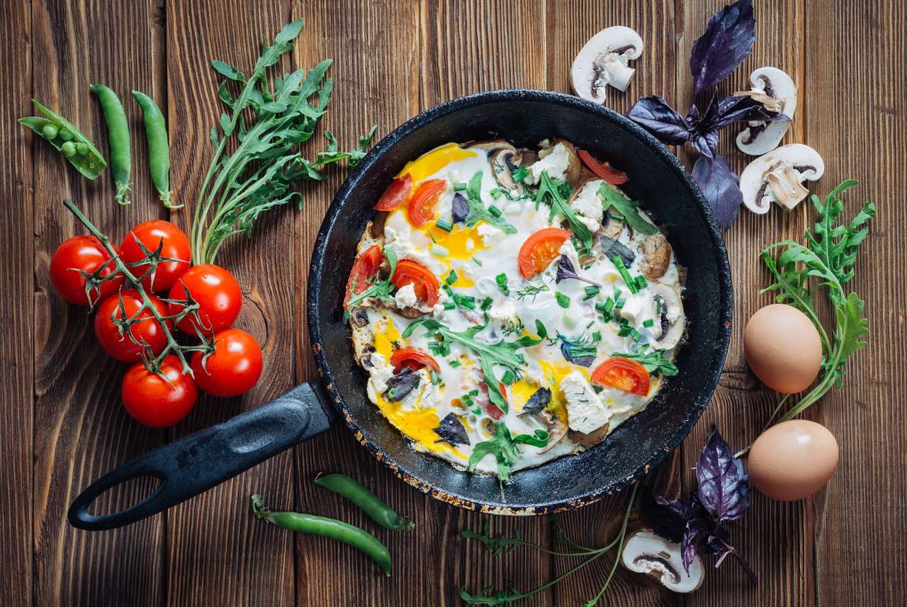 Fried eggs with vegetables online puzzle