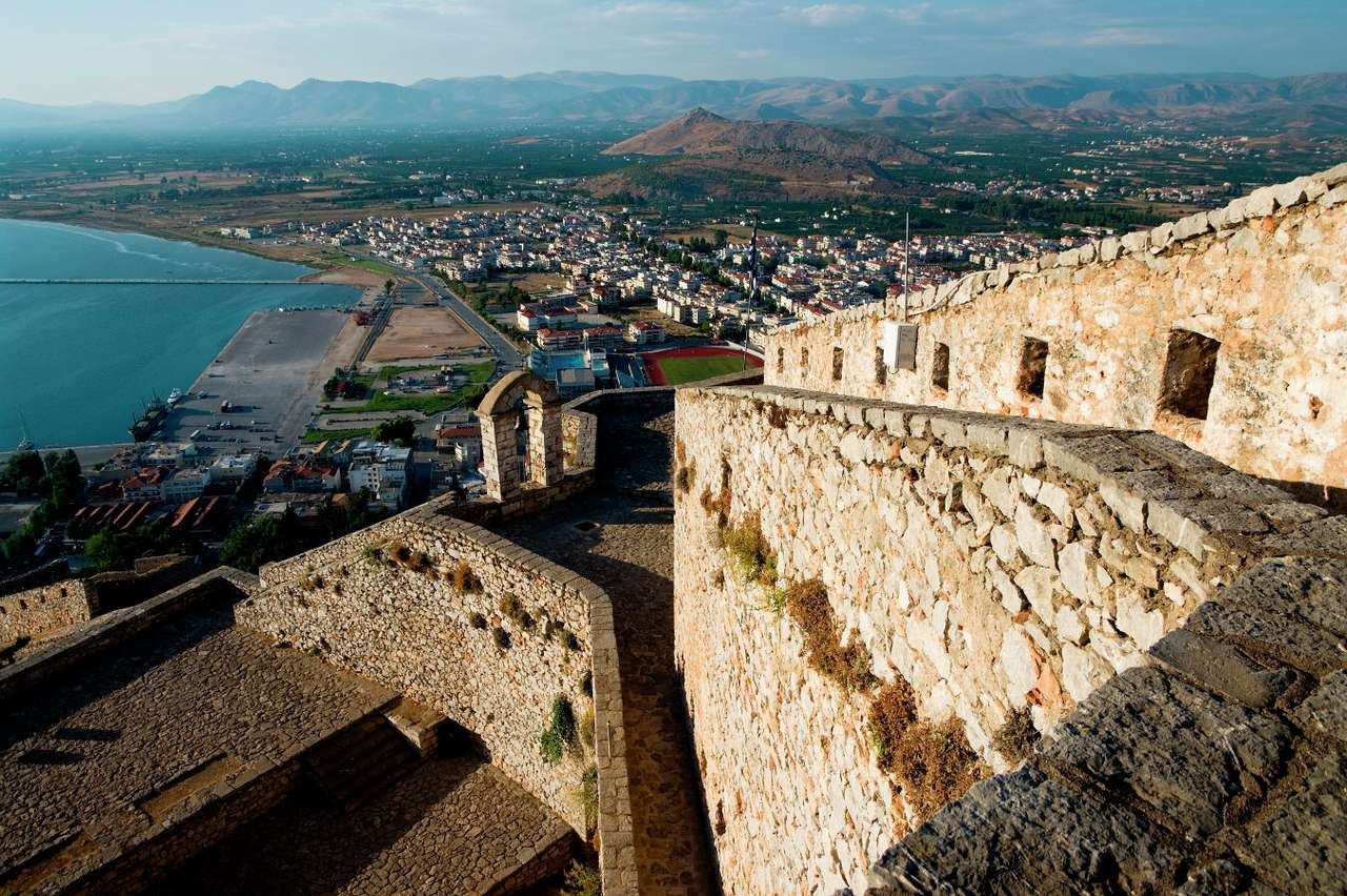 Стените на крепостта Паламиди в Нафплион (Гърция) онлайн пъзел от снимка