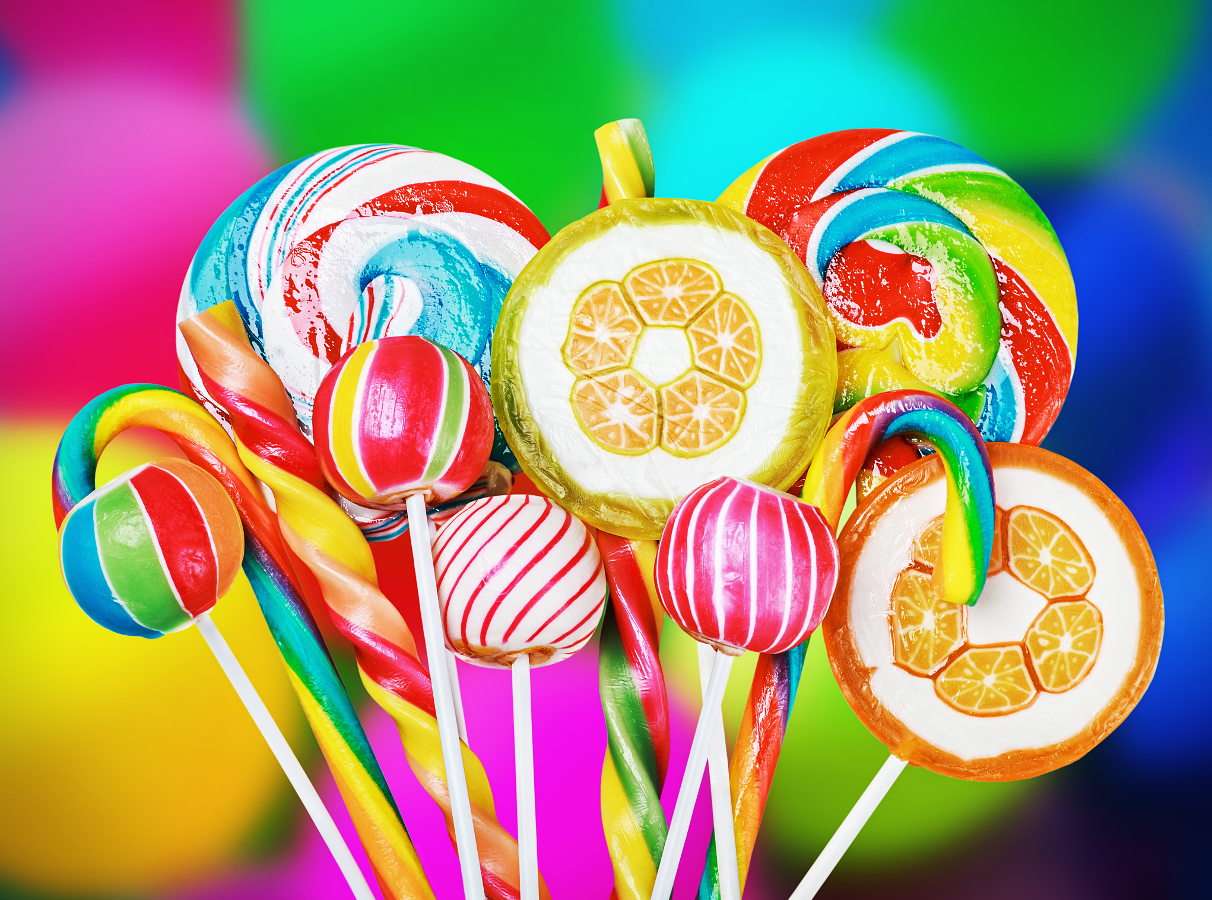 Colorful lollipops puzzle online from photo
