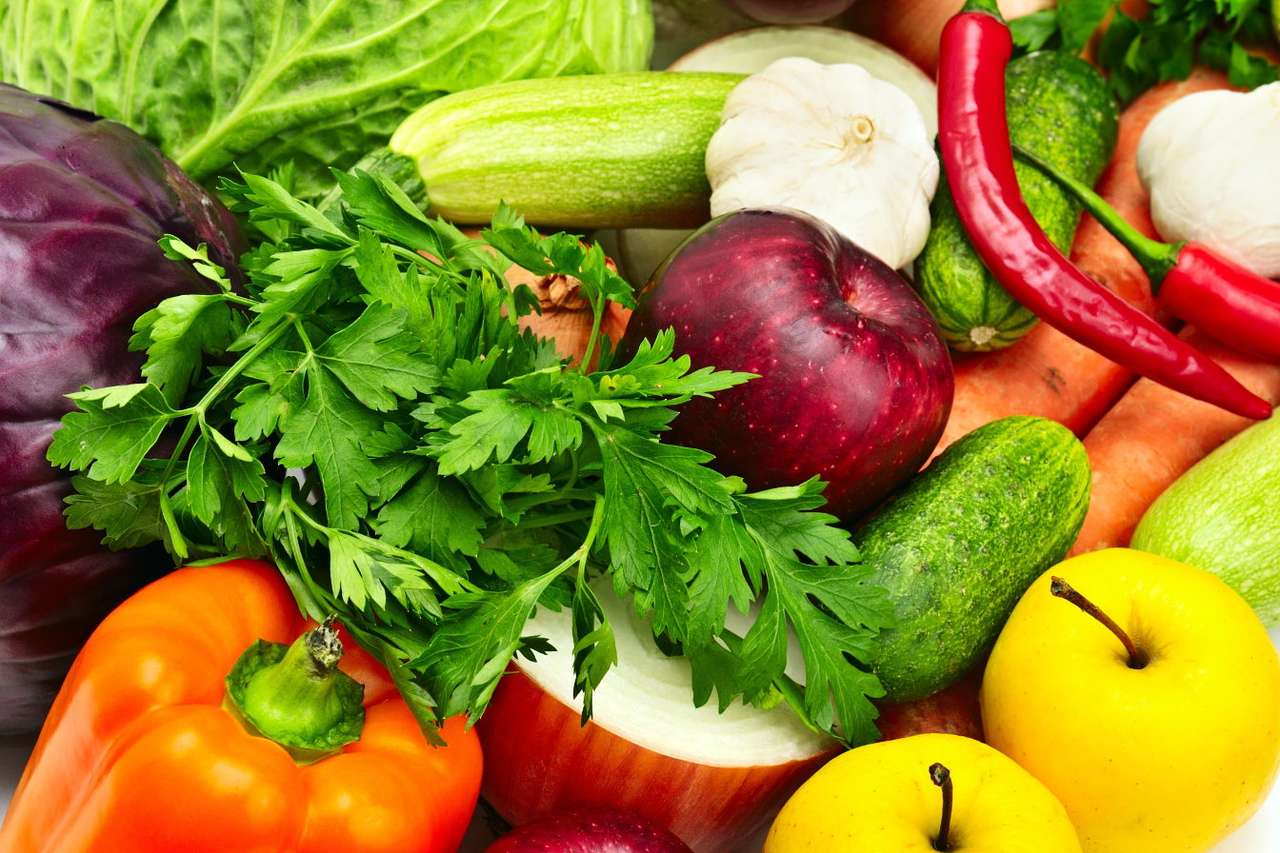 Gemüse, Obst und Petersilie Online-Puzzle