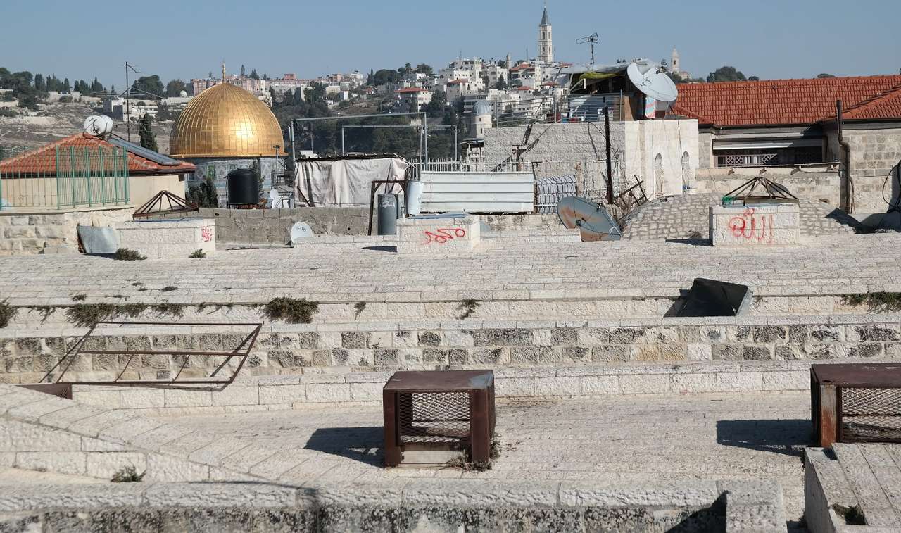 Skalní dóm a střechy Jeruzaléma (Izrael) puzzle online z fotografie