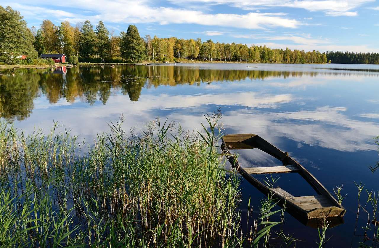 Swedish lake puzzle online from photo