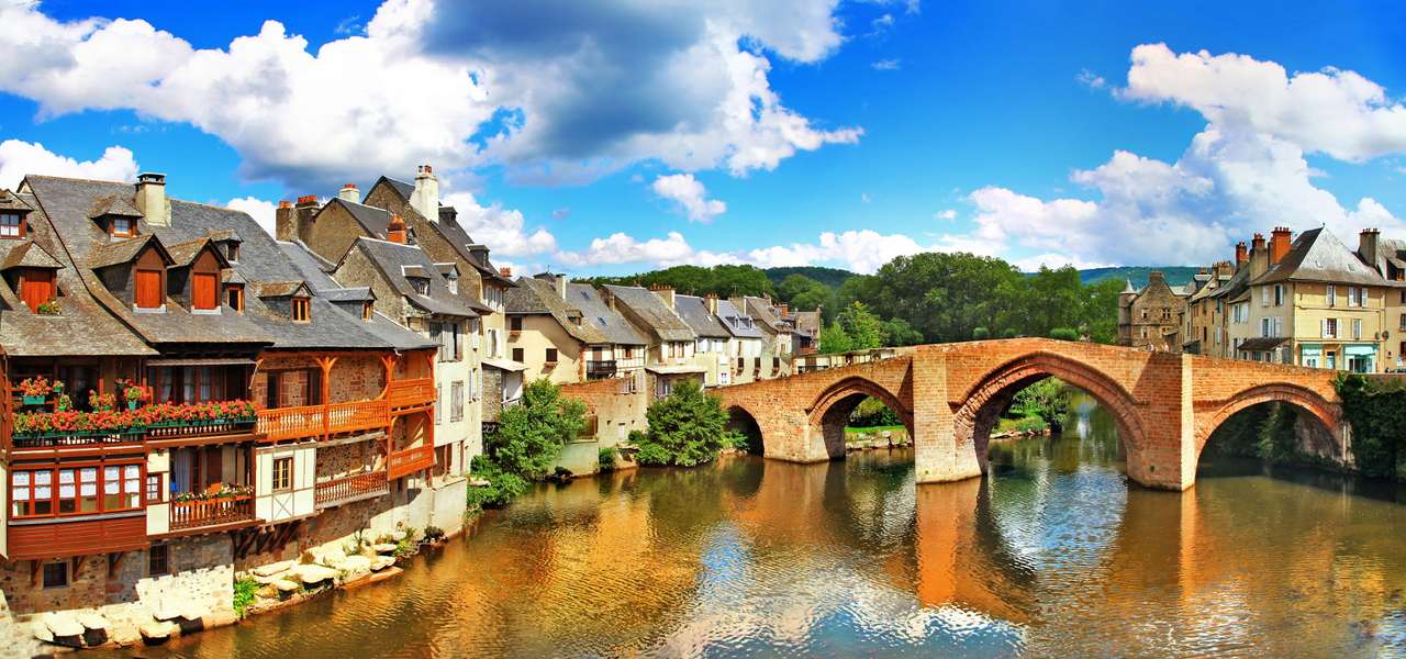 Oude brug in Espalion (Frankrijk) puzzel