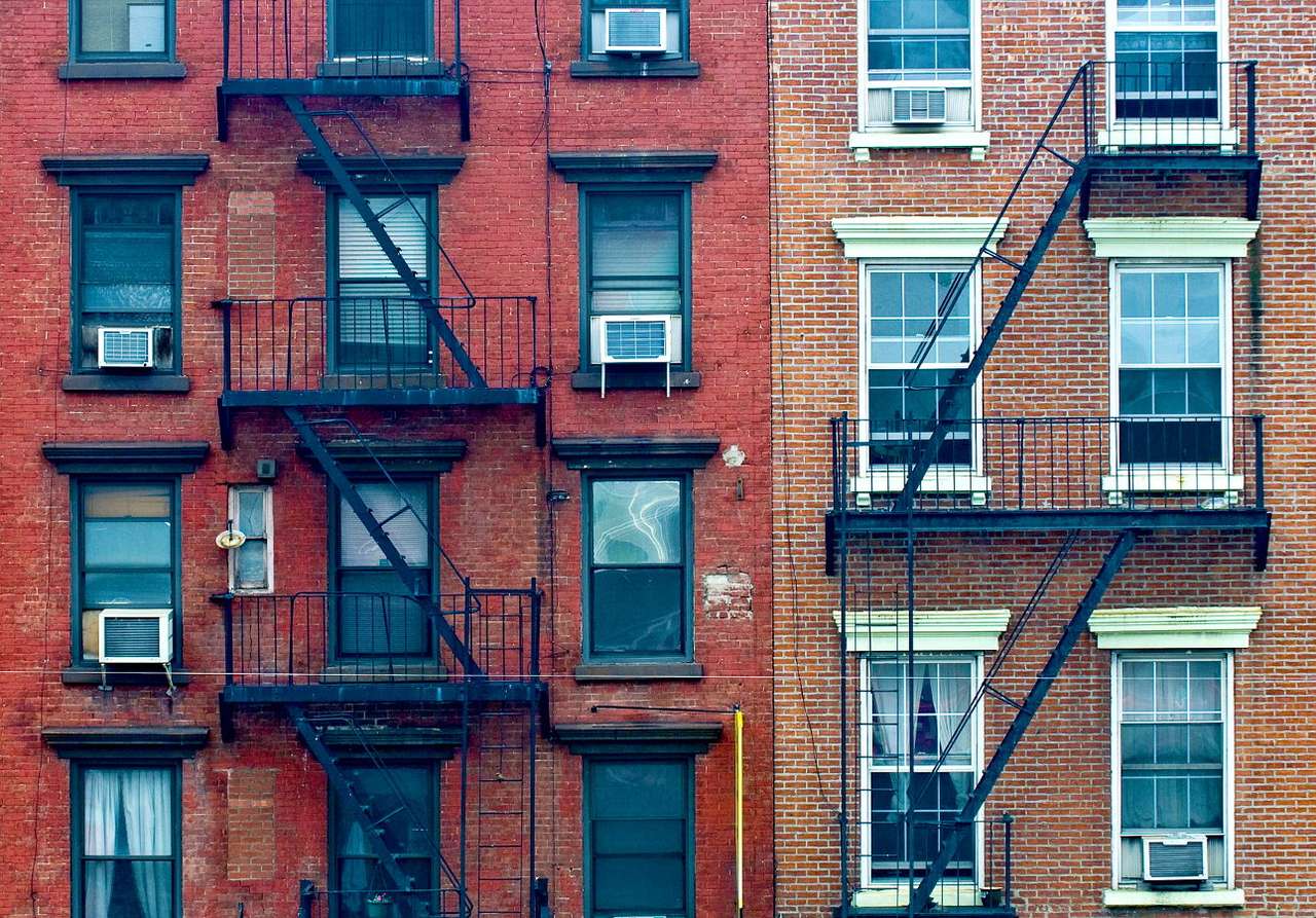 Fire escape stairs in New York buildings (USA) puzzle online from photo
