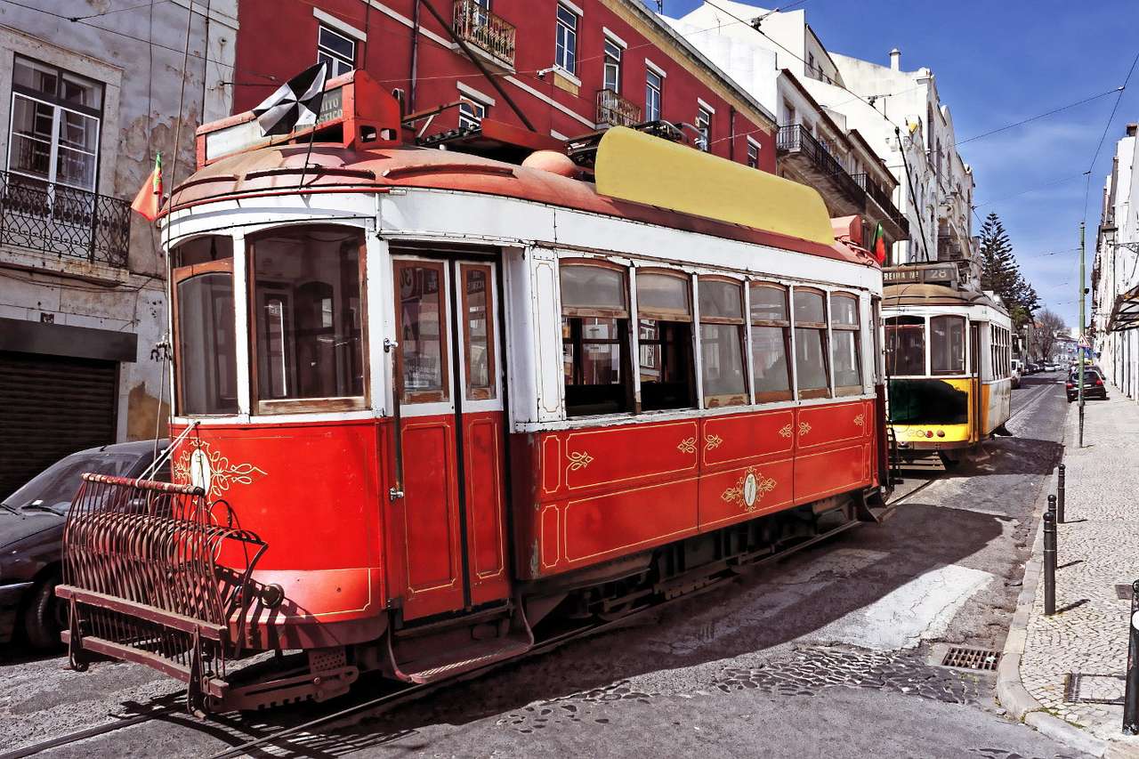 Historische Straßenbahnen in Lissabon (Portugal) Online-Puzzle vom Foto