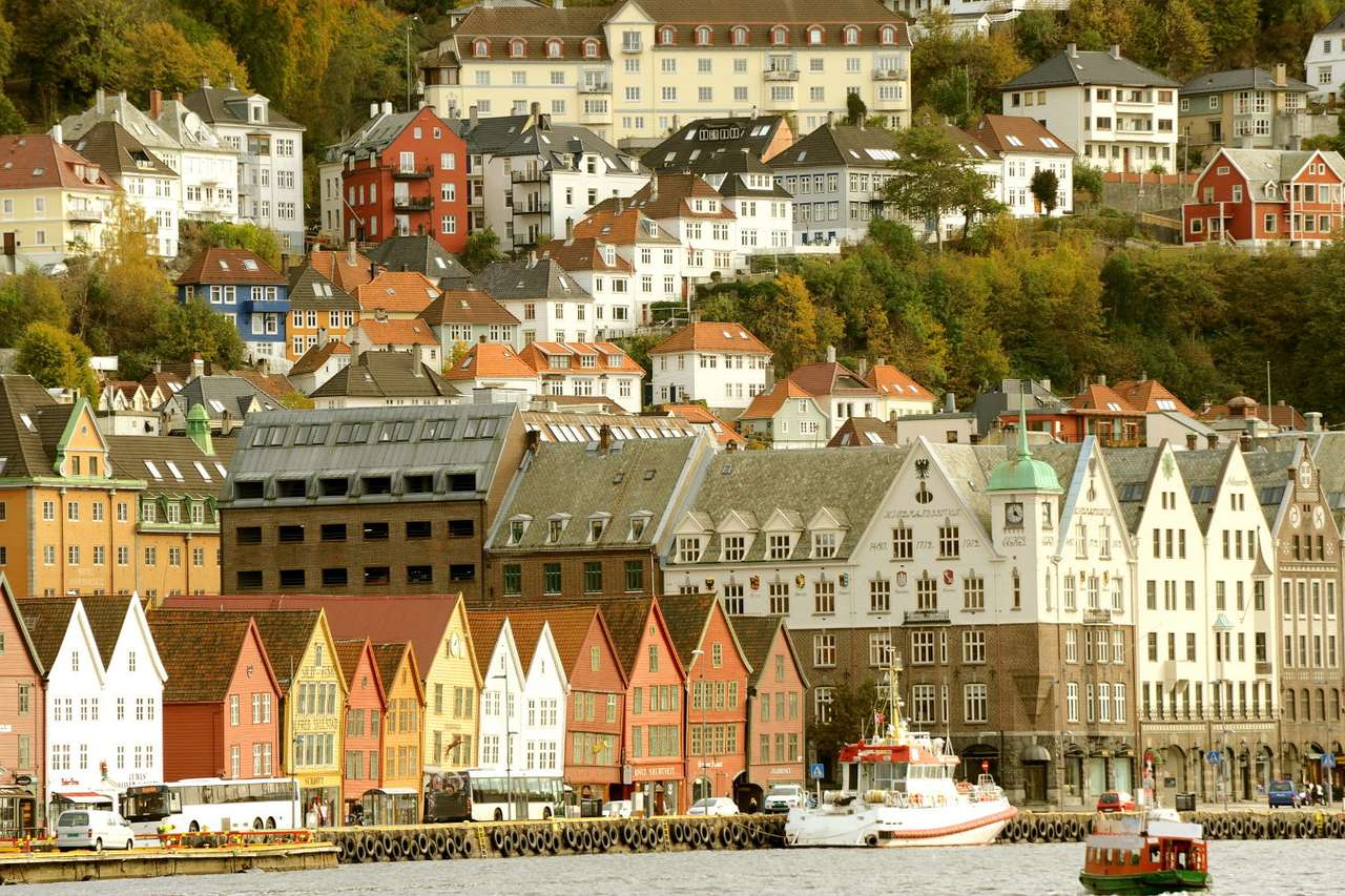 Panorama de la ville de Bergen (Norvège) puzzle en ligne
