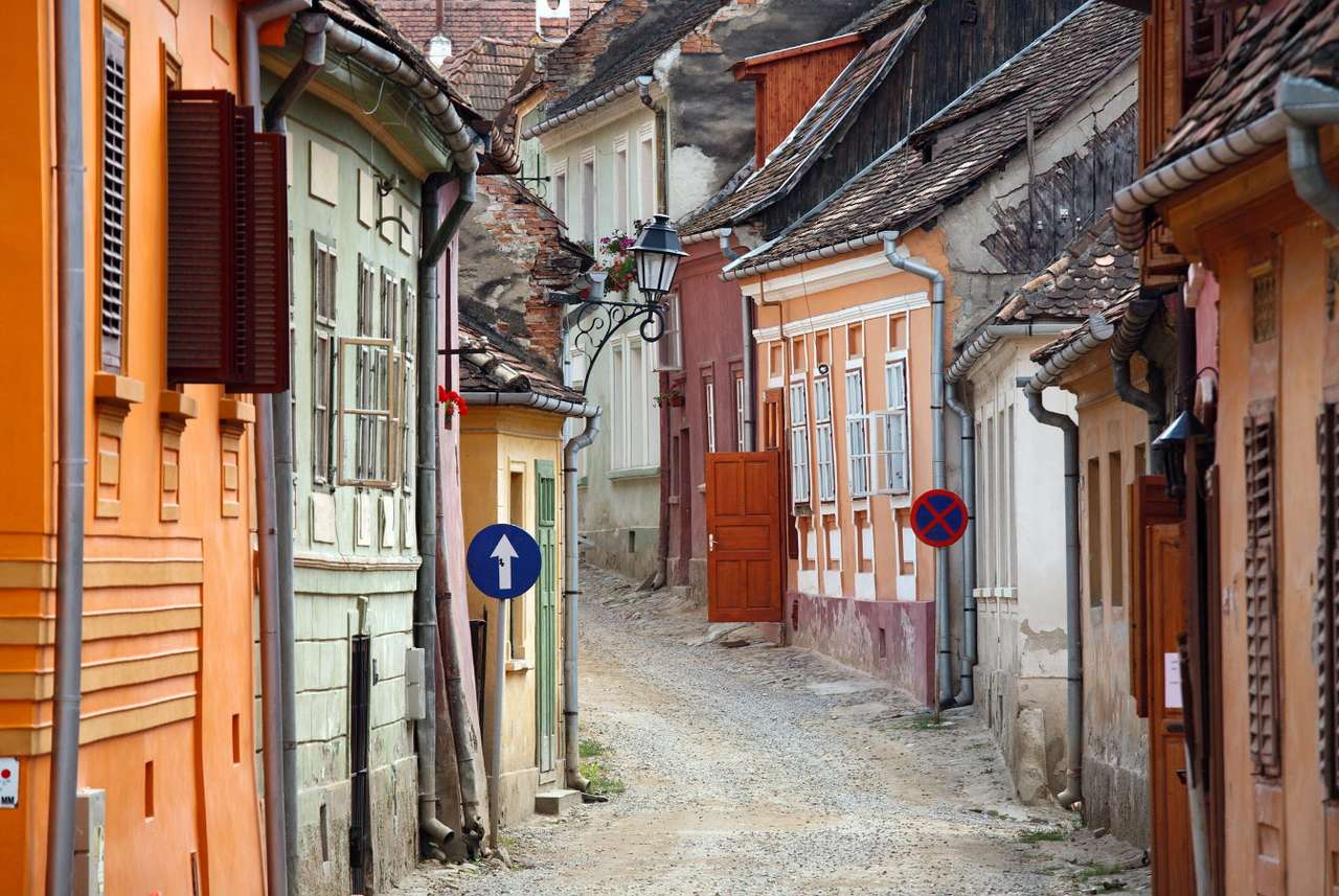 Colorful street in Sighisoara (Romania) online puzzle
