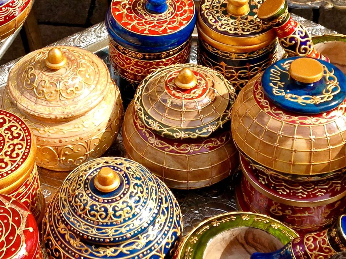 Colorful ceramic containers from Prague puzzle online from photo