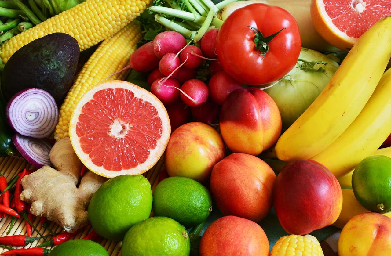 Vegetais e frutas coloridas puzzle online a partir de fotografia