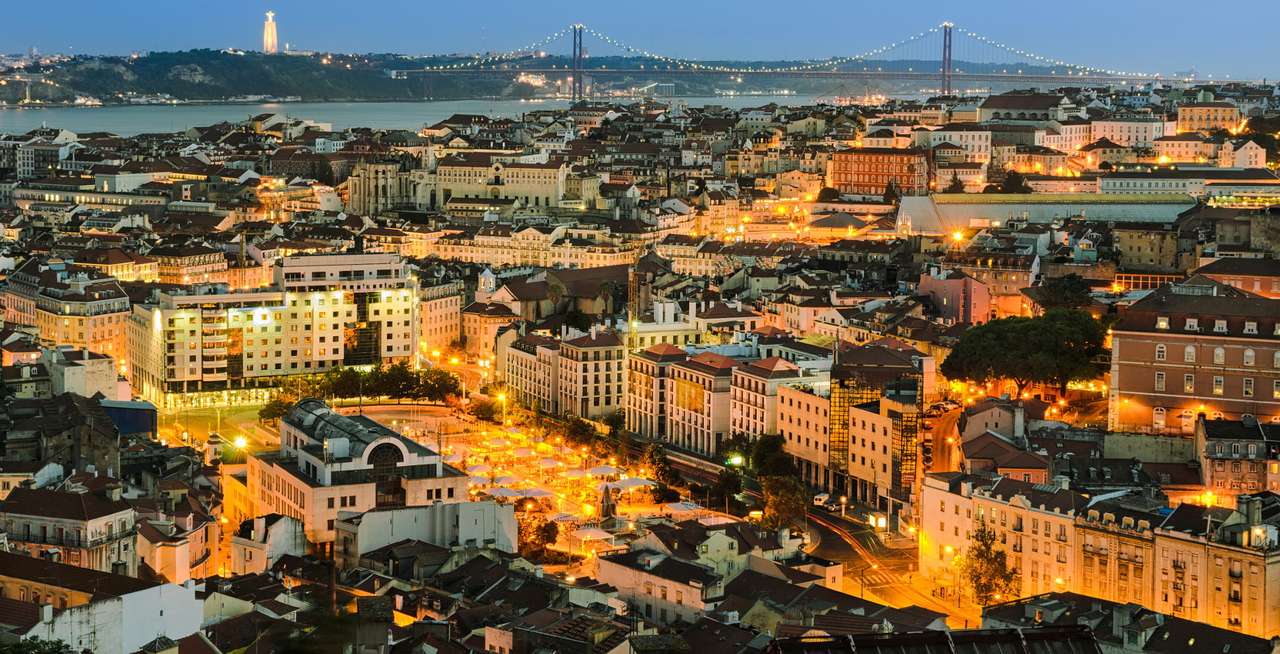 Панорама на Лисабон с изглед към Алмада (Португалия) онлайн пъзел от снимка