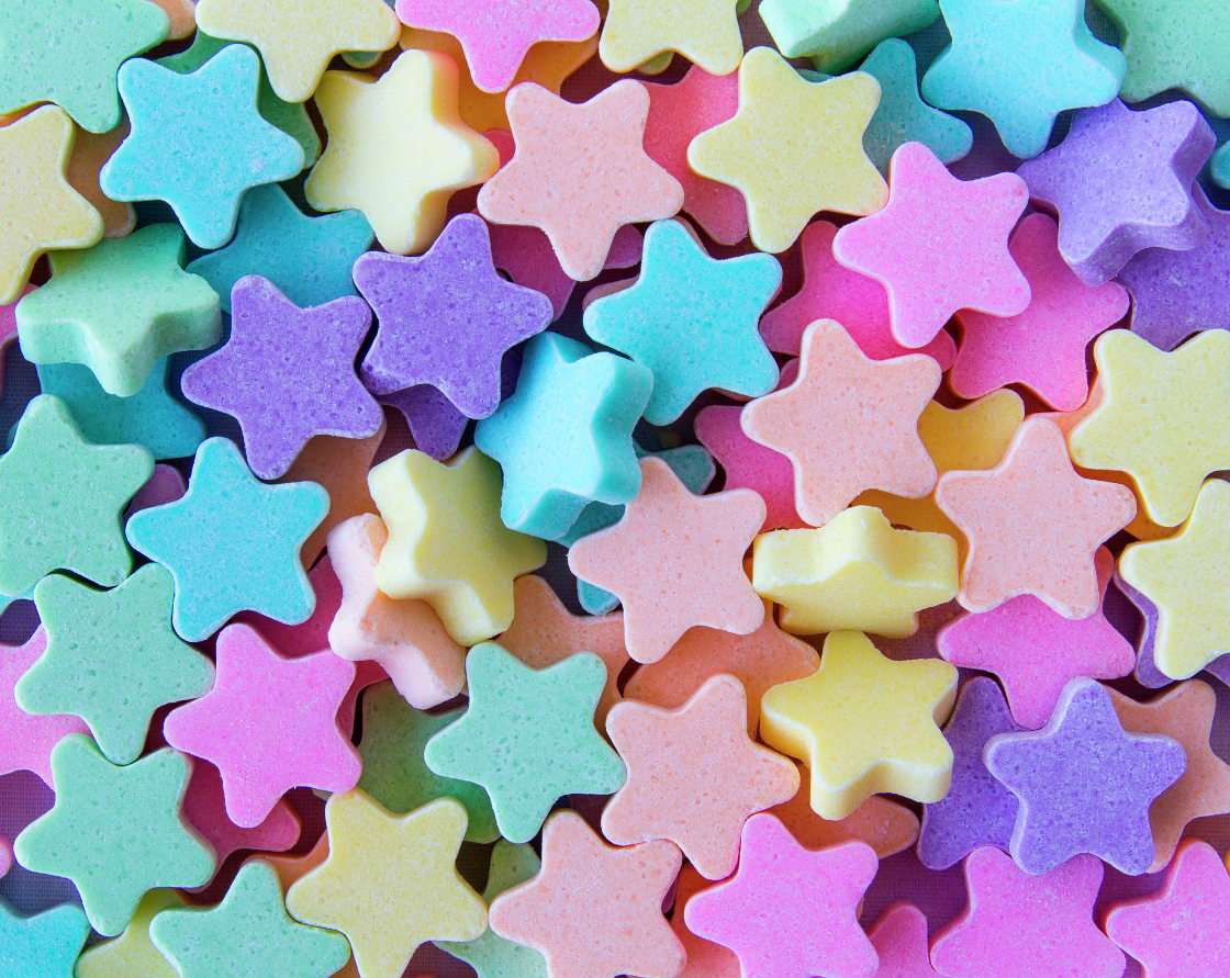 Powdery candy-stars online puzzle