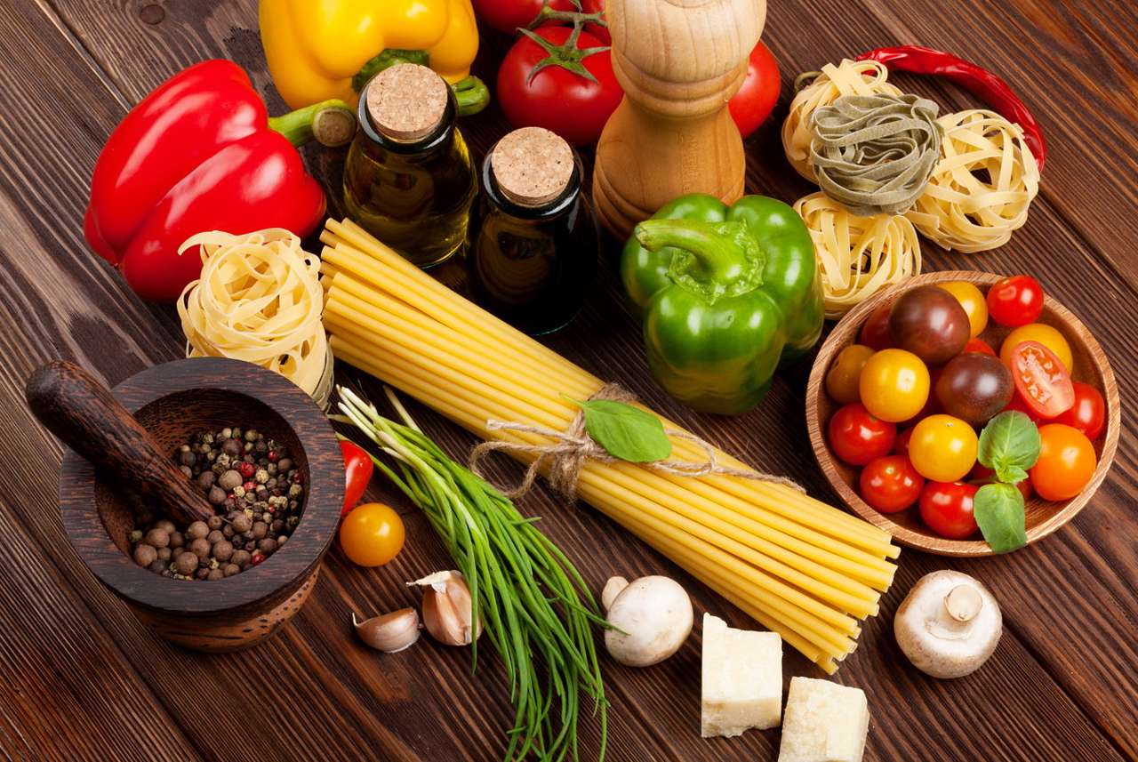 Produkter som används i det italienska köket pussel online från foto