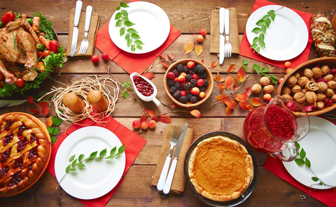 Thanksgiving middag pussel online från foto