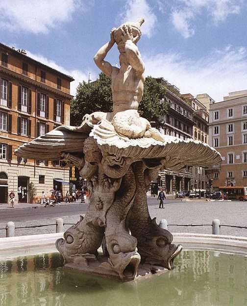 Фонтан Тритона на площади Барберини в Риме пазл онлайн из фото