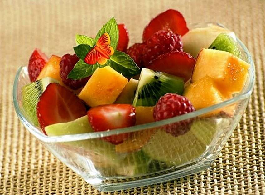 Färgrik fruktsallad pussel online från foto
