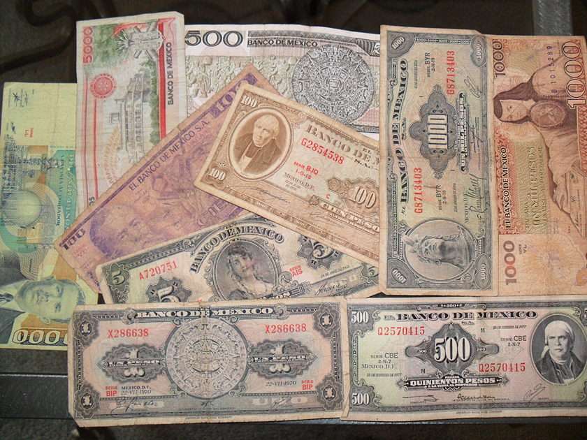 Régi mexikóiak, Bankjegyek 1963/1986 puzzle online fotóról