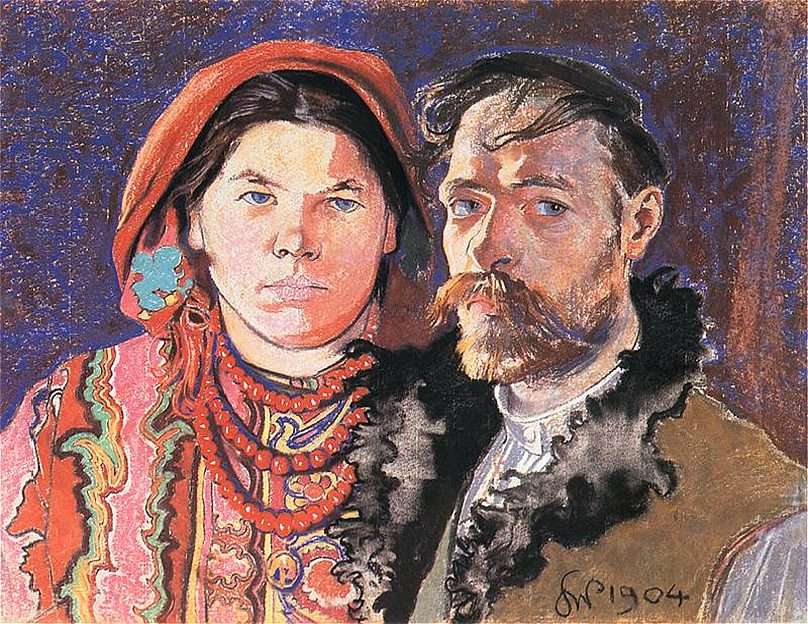 Stanisław Wyspiański "Porträtt med sin fru" Pussel online