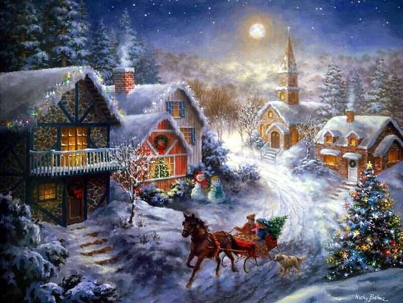 Karácsony este puzzle online fotóról