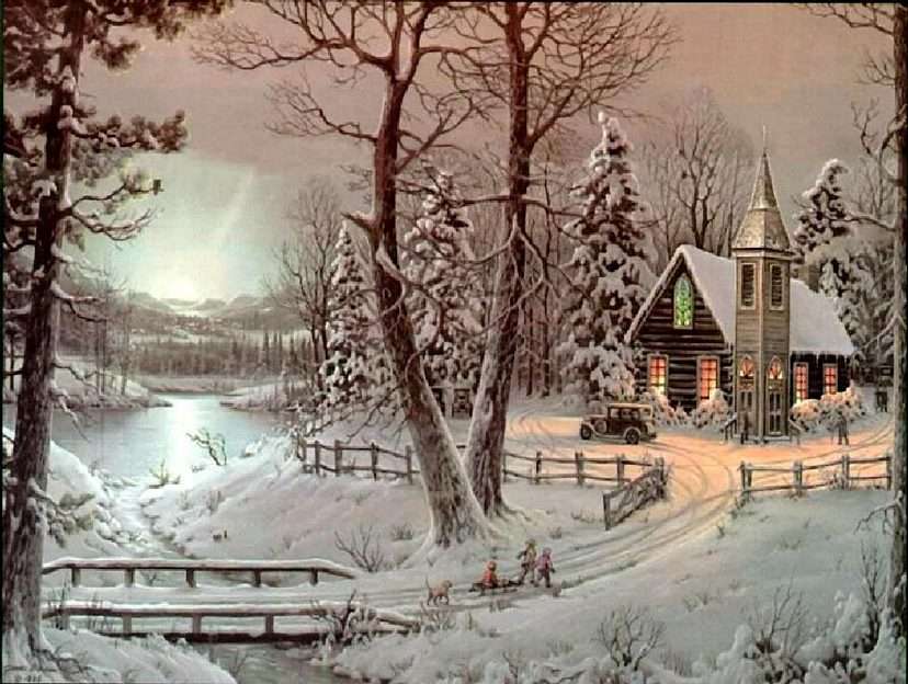 Зимен пейзаж онлайн пъзел от снимка