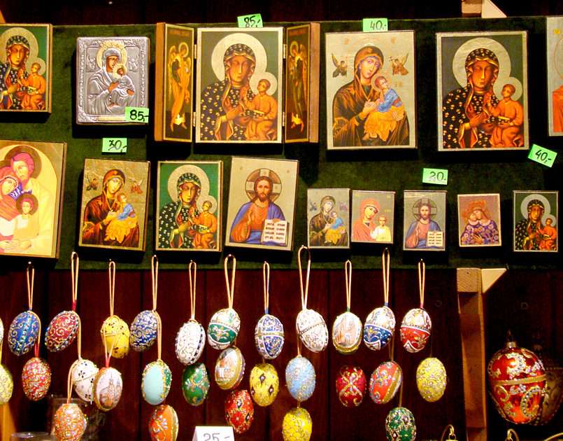 Icons und Eier - das letzte Foto aus diesem Shop. Online-Puzzle vom Foto