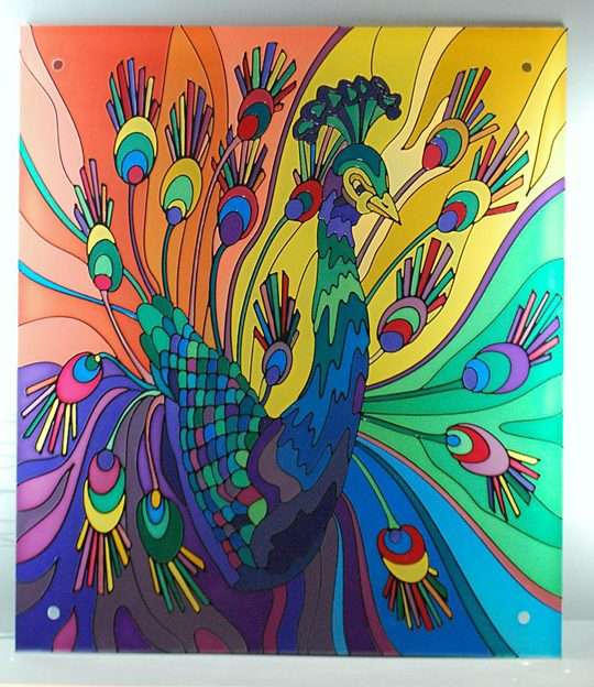 Peacock on the stained glass window online puzzle