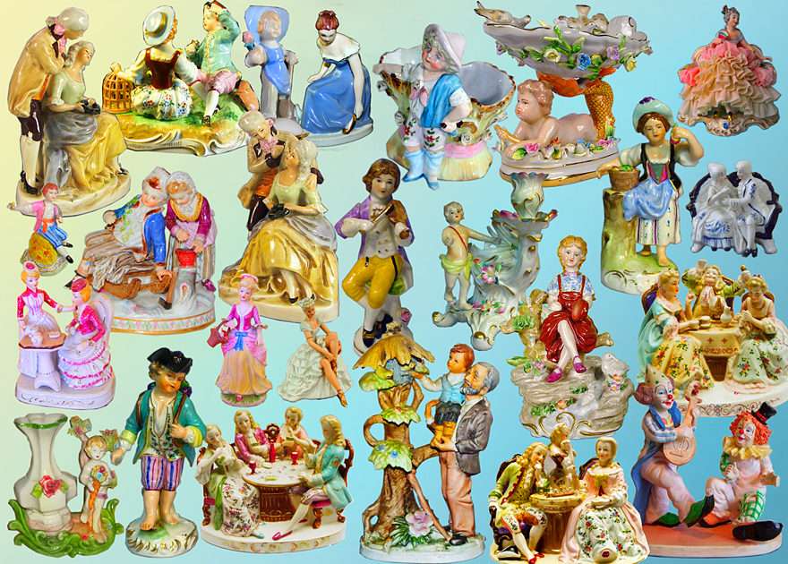 OLD PORCELAIN FIGURES puzzle online from photo