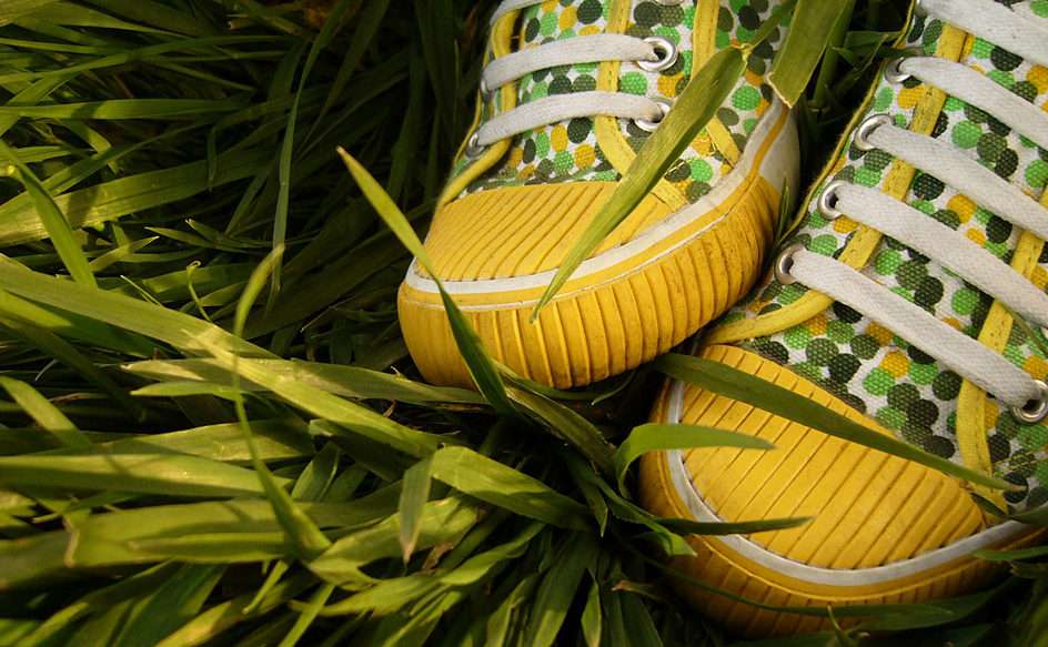 кроссовки в траве пазл онлайн из фото
