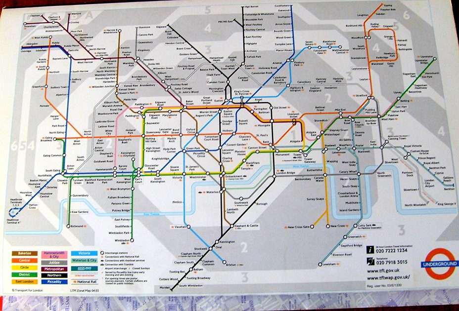 Mapa do metrô de Londres puzzle online
