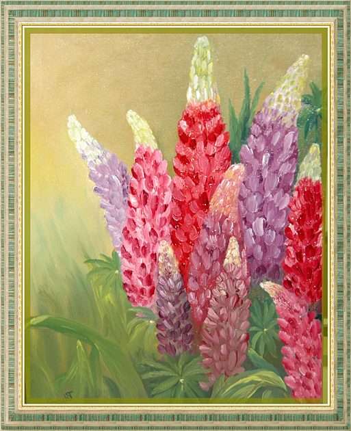 Lupins (oil on canvas) online puzzle