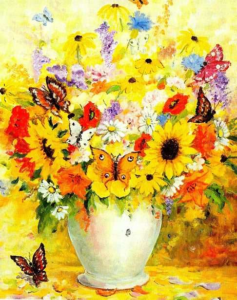 Vlinders in bloemen puzzel online van foto