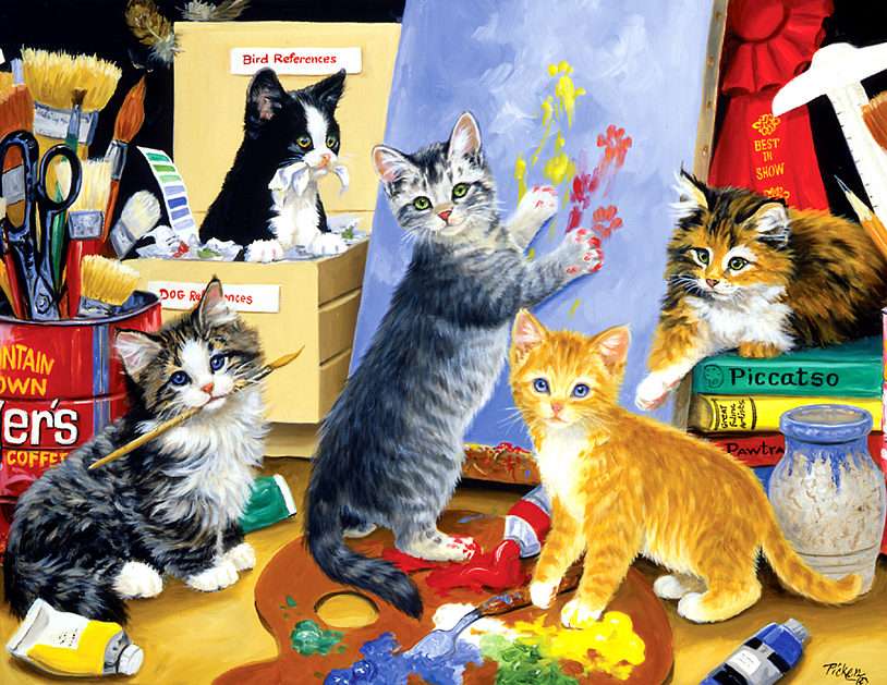 Macskák festése ... puzzle online fotóról
