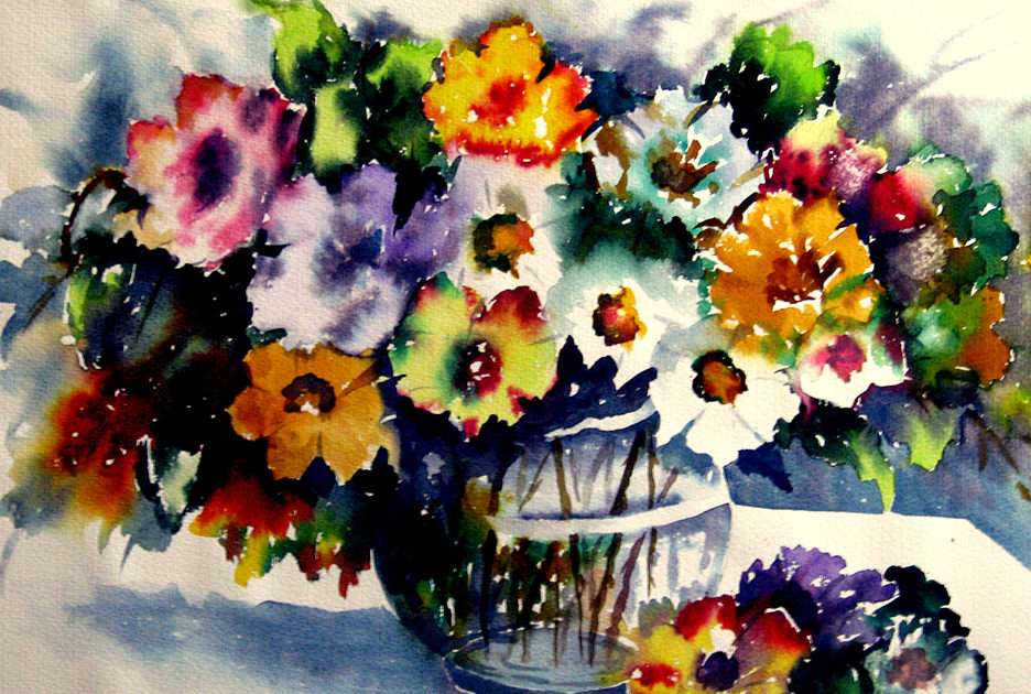 Watercolor puzzle online from photo
