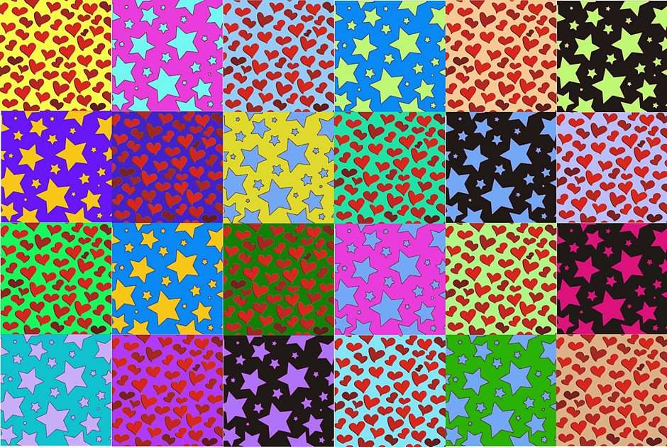 Heart-star PATCHWORK puzzle online from photo
