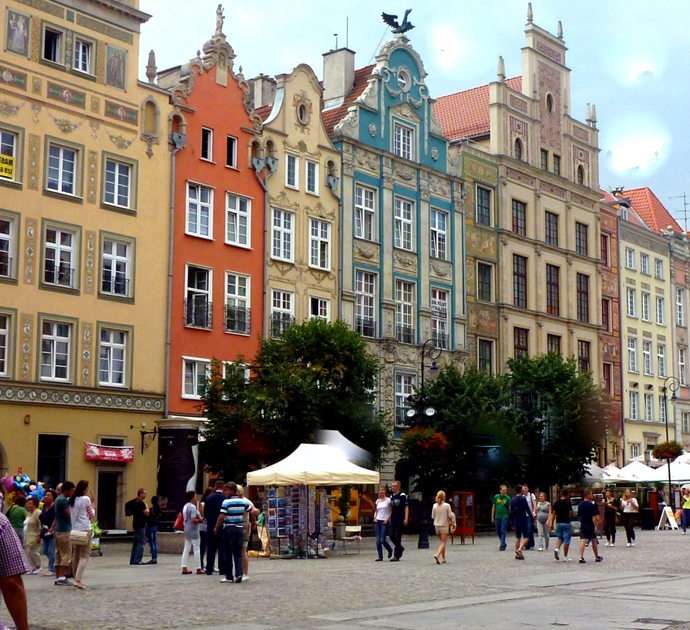 Gdańsk tenement houses puzzle online from photo