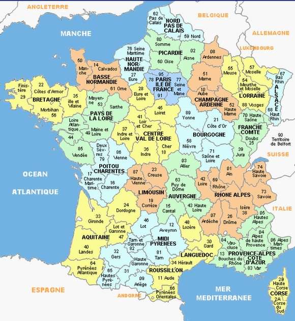 Carte de France puzzle online a partir de foto