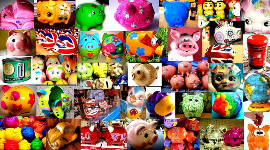 Piggy banks puzzle online from photo
